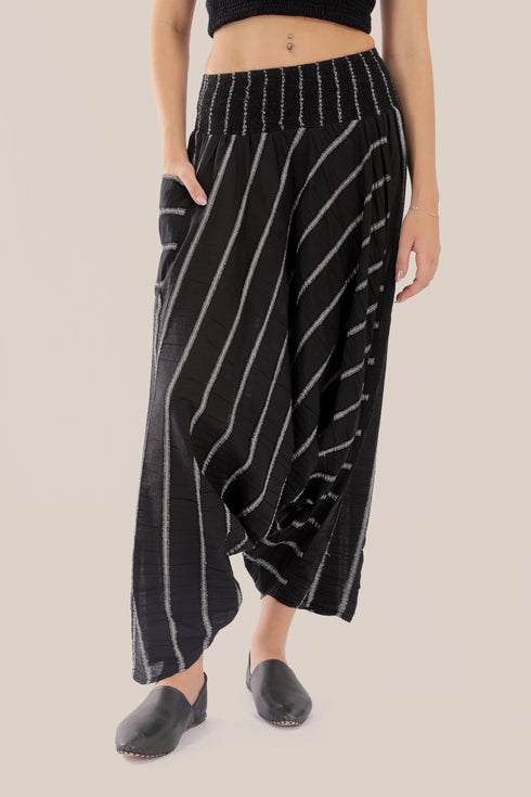 Striped harem pants with elastic waistband
